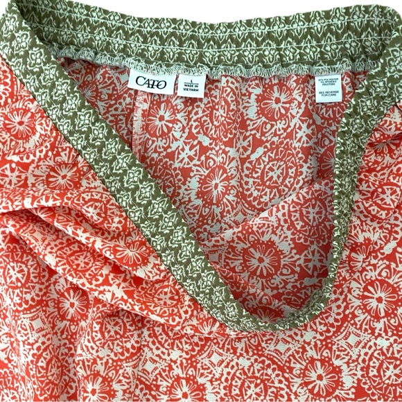 Cato Boho Women’s Pants Large Boho Pull On Wide Leg High Waist Orange Crepe - Picture 3 of 6